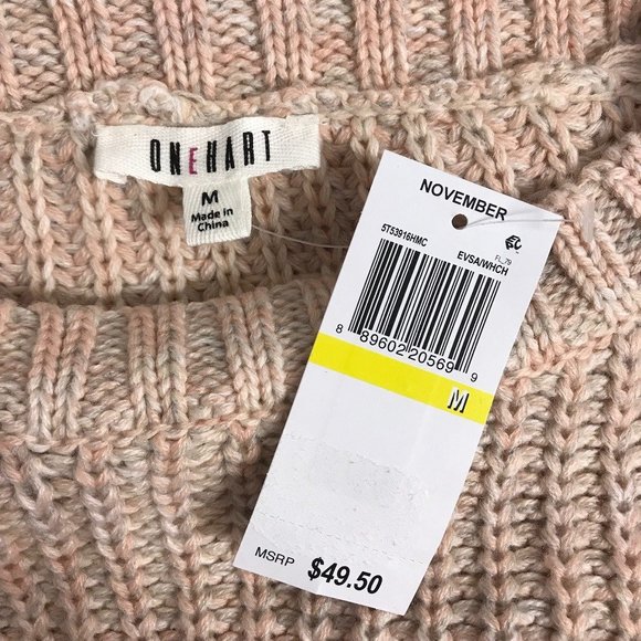 NWT ONEHART Womens Blush Pink Long Sleeve Sweater Size M - Picture 6 of 8
